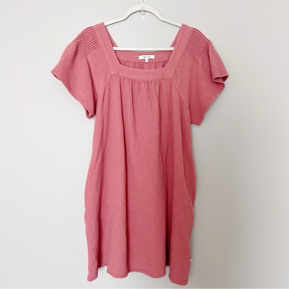 Madewell Lightspun Butterfly Square-Neck Mini Dress Romantic Boho gauze - Picture 2 of 6